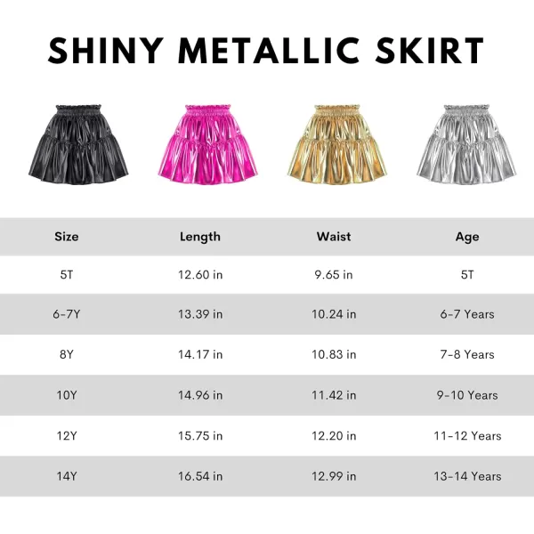 WELAKEN Girls Sparkle Ruffle Skirts for Kids ampamp Tween GirlsSilver metallic