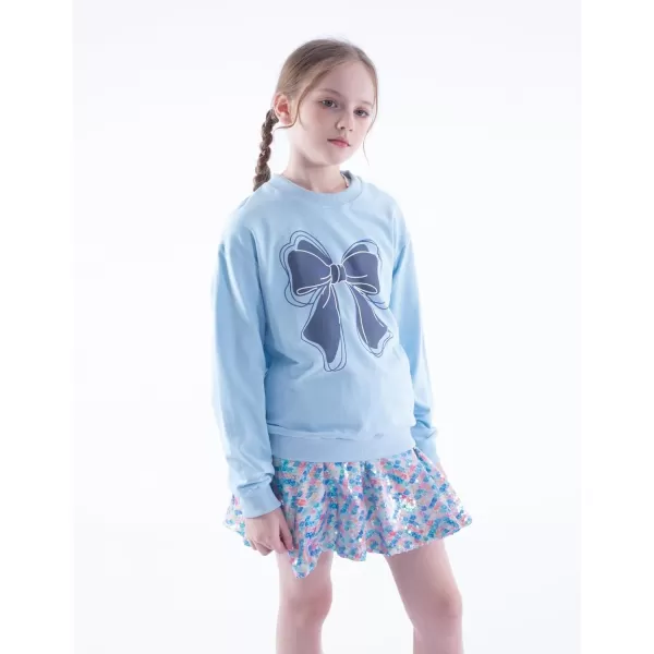 WELAKEN Girls Sweatshirts Long Sleeve Pullover Crewneck Tops ShirtsBow Tie