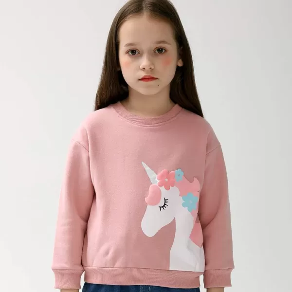 WELAKEN Girls Sweatshirts Long Sleeve Pullover Crewneck Tops ShirtsFleecepink