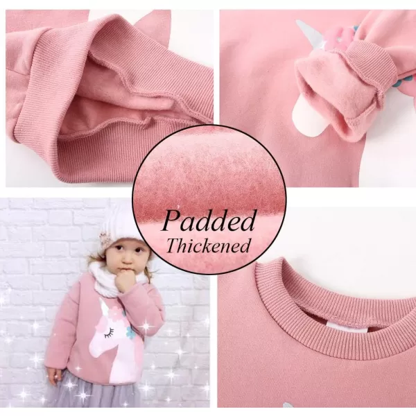 WELAKEN Girls Sweatshirts Long Sleeve Pullover Crewneck Tops ShirtsFleecepink