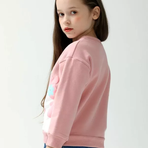 WELAKEN Girls Sweatshirts Long Sleeve Pullover Crewneck Tops ShirtsFleecepink