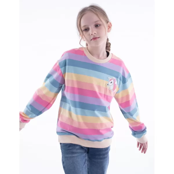 WELAKEN Girls Sweatshirts Long Sleeve Pullover Crewneck Tops ShirtsRainbow