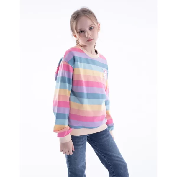 WELAKEN Girls Sweatshirts Long Sleeve Pullover Crewneck Tops ShirtsRainbow