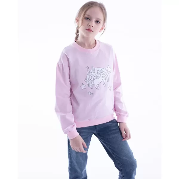 WELAKEN Girls Sweatshirts Long Sleeve Pullover Crewneck Tops ShirtsUnicorn