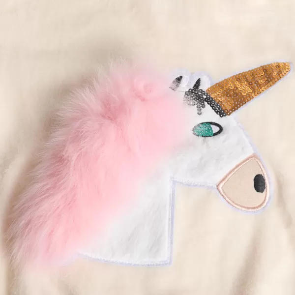 WELAKEN Girls Unicorn Fleece Sweatshirt Warm Long Sleeve Sherpa Crewneck Pullover SweatshirtsBeige