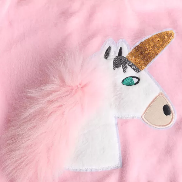 WELAKEN Girls Unicorn Fleece Sweatshirt Warm Long Sleeve Sherpa Crewneck Pullover SweatshirtsPink