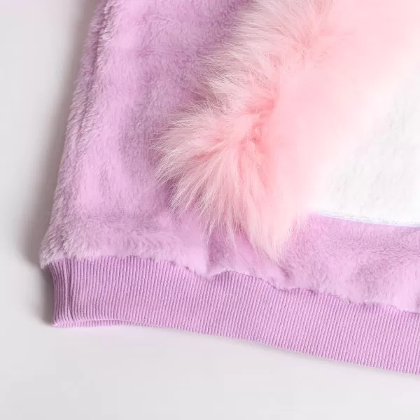WELAKEN Girls Unicorn Fleece Sweatshirt Warm Long Sleeve Sherpa Crewneck Pullover SweatshirtsPurple