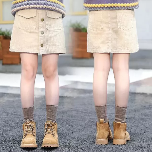 WELAKEN Girls and Toddlers Corduroy Short Mini SkirtAbeige