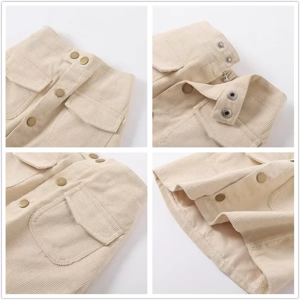 WELAKEN Girls and Toddlers Corduroy Short Mini SkirtAbeige