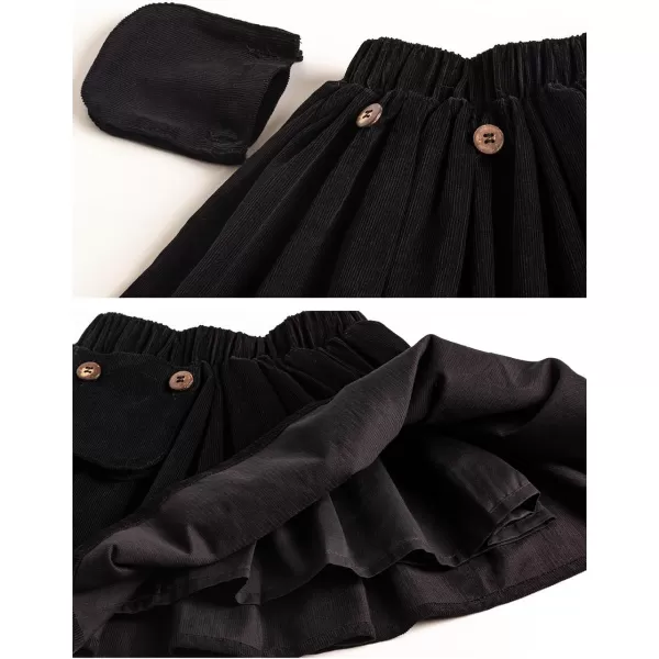 WELAKEN Girls and Toddlers Corduroy Short Mini SkirtPblack corduroy