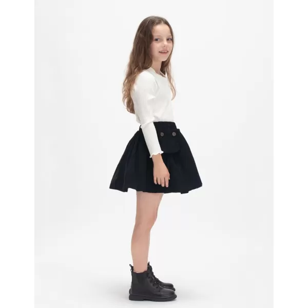 WELAKEN Girls and Toddlers Corduroy Short Mini SkirtPblack corduroy