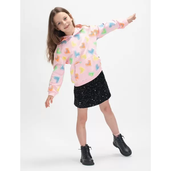 WELAKEN Heart Print Hoodie Sweatshirts for Baby Girls Toddler ampamp KidsLong Sleeve Pullover Tops