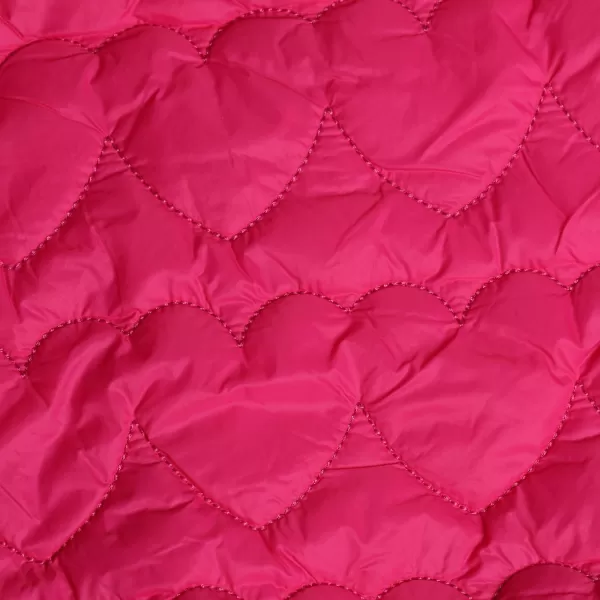 WELAKEN Lightweight Heart Quilted Cotton Puffer Jacket for Girls ampamp Kids Zip Up Hooded Coat with Kangaroo PocketHot Pink
