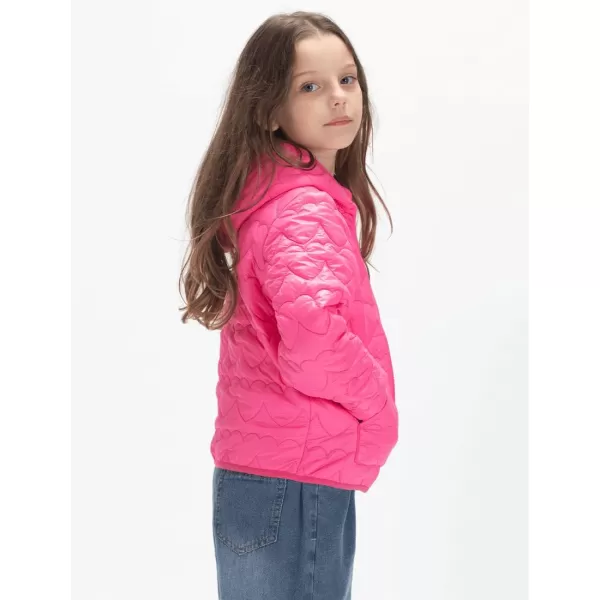 WELAKEN Lightweight Heart Quilted Cotton Puffer Jacket for Girls ampamp Kids Zip Up Hooded Coat with Kangaroo PocketPink heart