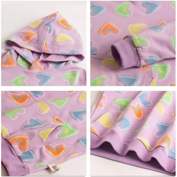 WELAKEN Loved Letter Print Sweatshirt for Baby Girl Toddler ampamp Kids Pullover HoodiesHeart purple