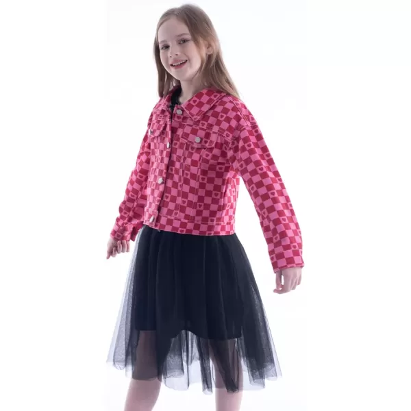 WELAKEN Print Denim Jacket for Girls ampamp Kids II Little Girls Button Down Crop Jean Jacket CoatHeart