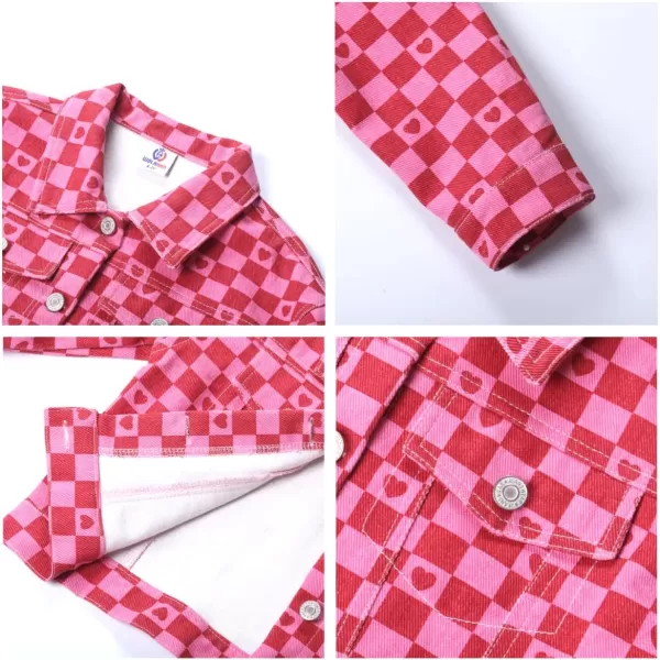 WELAKEN Print Denim Jacket for Girls ampamp Kids II Little Girls Button Down Crop Jean Jacket CoatHeart
