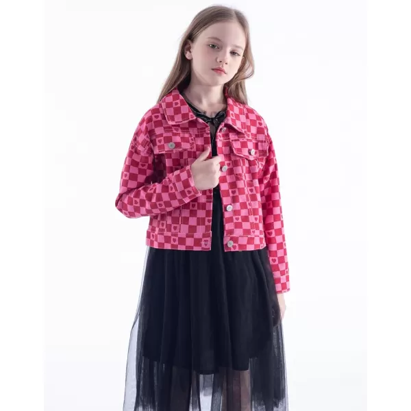 WELAKEN Print Denim Jacket for Girls ampamp Kids II Little Girls Button Down Crop Jean Jacket CoatHeart