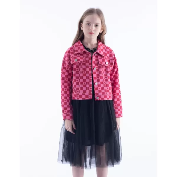 WELAKEN Print Denim Jacket for Girls ampamp Kids II Little Girls Button Down Crop Jean Jacket CoatHeart