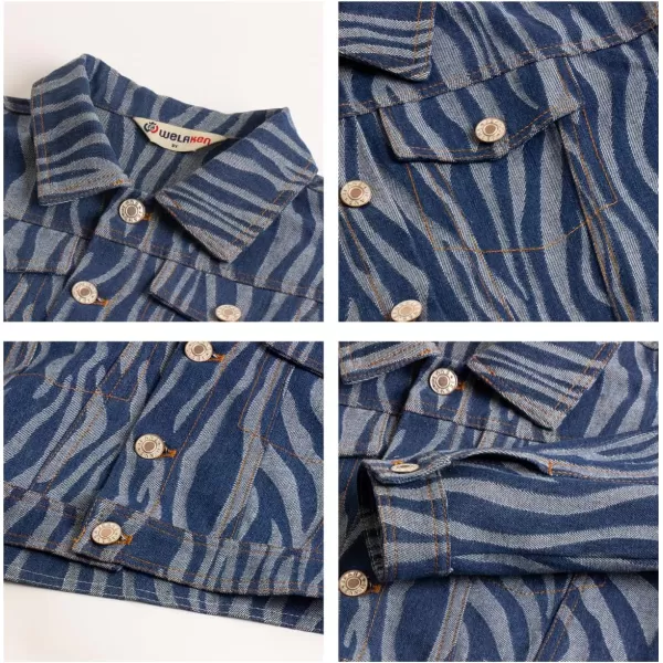 WELAKEN Print Denim Jacket for Girls ampamp Kids II Little Girls Button Down Crop Jean Jacket CoatStripes