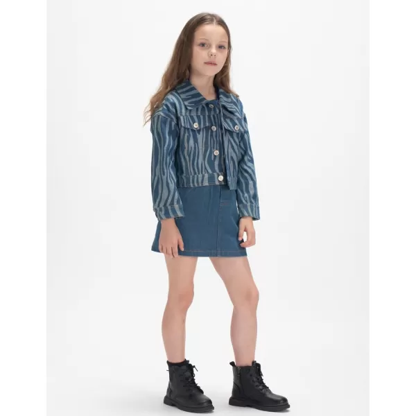 WELAKEN Print Denim Jacket for Girls ampamp Kids II Little Girls Button Down Crop Jean Jacket CoatStripes
