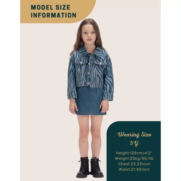 WELAKEN Print Denim Jacket for Girls ampamp Kids II Little Girls Button Down Crop Jean Jacket CoatStripes