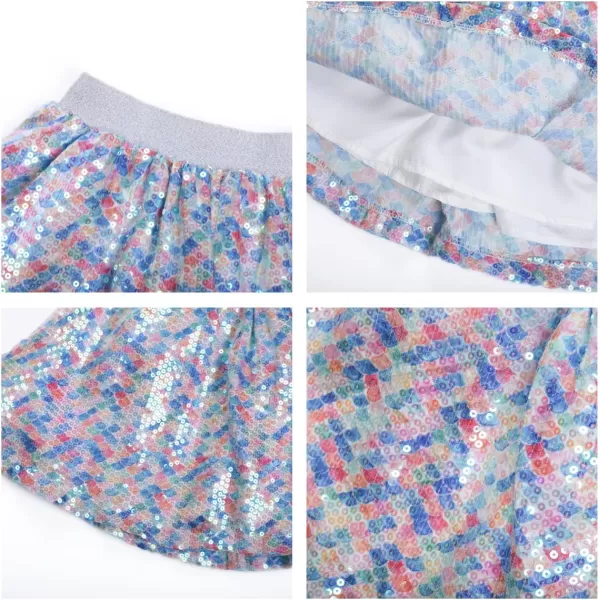 WELAKEN Sequin Skirt for Girls Kids Elastic Waist ALine Sparlky Mini Skirt with LiningMermaids