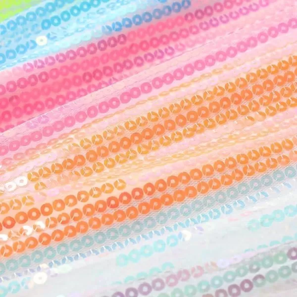 WELAKEN Sequin Skirt for Girls Kids Elastic Waist ALine Sparlky Mini Skirt with LiningRainbow