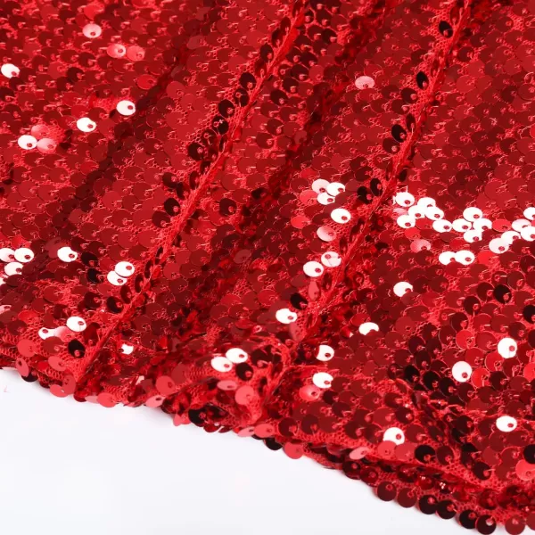 WELAKEN Sequin Skirt for Girls Kids Elastic Waist ALine Sparlky Mini Skirt with LiningRed