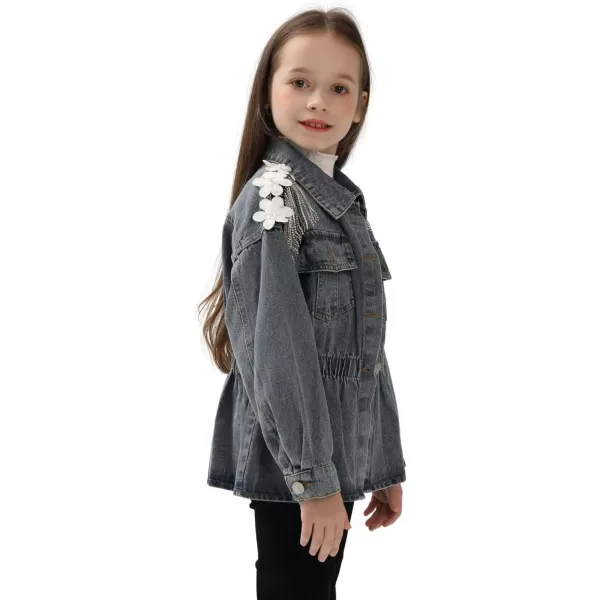 WELAKEN Unicorn Jean Jacket for Girls Kids ampamp Toddler with Sparkly Sleeve Girls Spring Outfit Denim Jackets OuterwearBlue