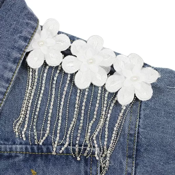 WELAKEN Unicorn Jean Jacket for Girls Kids ampamp Toddler with Sparkly Sleeve Girls Spring Outfit Denim Jackets OuterwearBlue