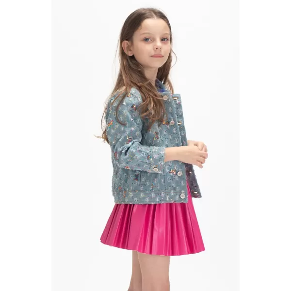 WELAKEN Unicorn Jean Jacket for Girls Kids ampamp Toddler with Sparkly Sleeve Girls Spring Outfit Denim Jackets OuterwearBlue butterfly