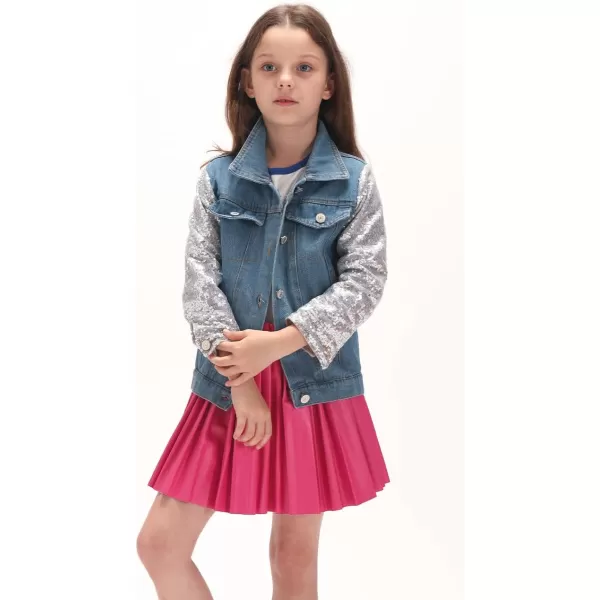 WELAKEN Unicorn Jean Jacket for Girls Kids ampamp Toddler with Sparkly Sleeve Girls Spring Outfit Denim Jackets OuterwearBlue owl