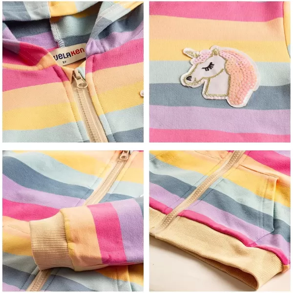 WELAKEN Unicorn Sweatshirts for Girls Toddler ampamp Kids II Little Girls Pullover Tops Sweaters ampamp HoodiesArainbow Zipper