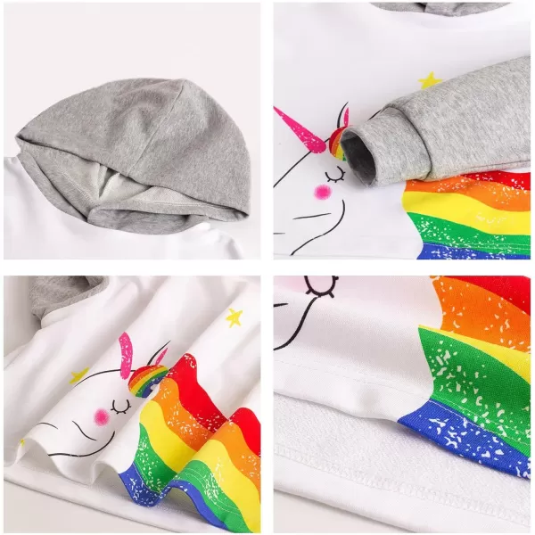 WELAKEN Unicorn Sweatshirts for Girls Toddler ampamp Kids II Little Girls Pullover Tops Sweaters ampamp HoodiesWhite unicorn