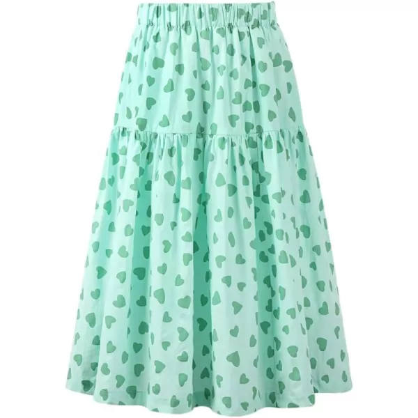 Floral Long Skirt for Girls Toddler ampamp Kids ampamp Teens II Girls ALine Maxi SkirtsGreen heart