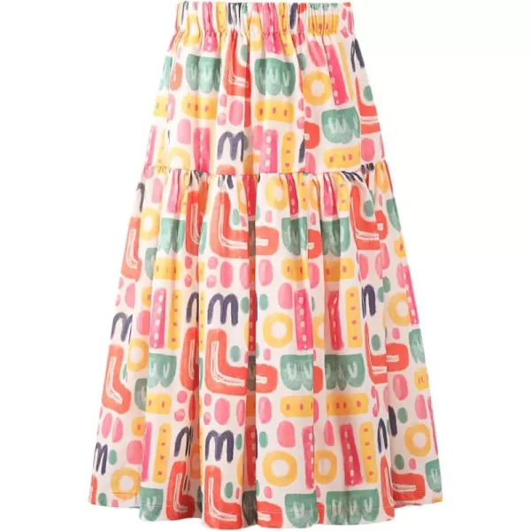 Floral Long Skirt for Girls Toddler ampamp Kids ampamp Teens II Girls ALine Maxi SkirtsMulticolor geometric