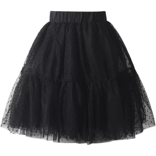 Girls Midi Skirts 5 Layered Tulle Tutu Skirt for Kids ampamp Teen ampamp ToddlerBlack