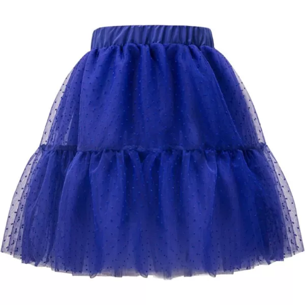 Girls Midi Skirts 5 Layered Tulle Tutu Skirt for Kids ampamp Teen ampamp ToddlerBlue dot
