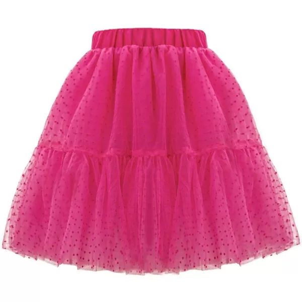 Girls Midi Skirts 5 Layered Tulle Tutu Skirt for Kids ampamp Teen ampamp ToddlerHot Pink dot
