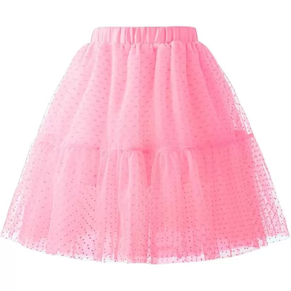 Girls Midi Skirts 5 Layered Tulle Tutu Skirt for Kids ampamp Teen ampamp ToddlerPink