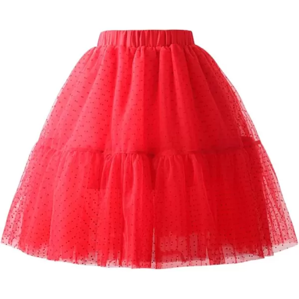 Girls Midi Skirts 5 Layered Tulle Tutu Skirt for Kids ampamp Teen ampamp ToddlerRed