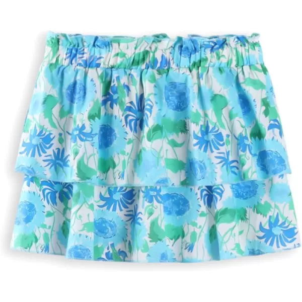 Girls and Toddlers Skirts Floral ampamp Plaid Mini Skirt with Builtin ShortsDblue