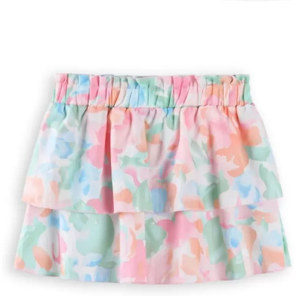 Girls and Toddlers Skirts Floral ampamp Plaid Mini Skirt with Builtin ShortsDpink