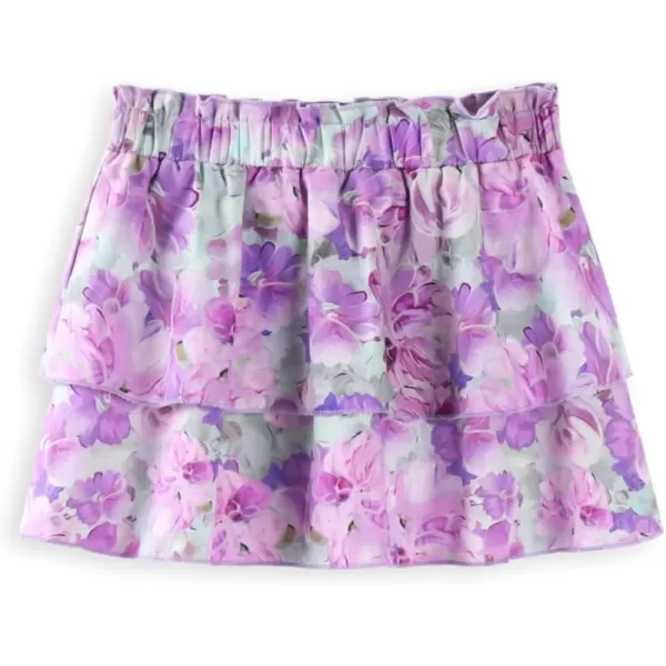 Girls and Toddlers Skirts Floral ampamp Plaid Mini Skirt with Builtin ShortsDpurple