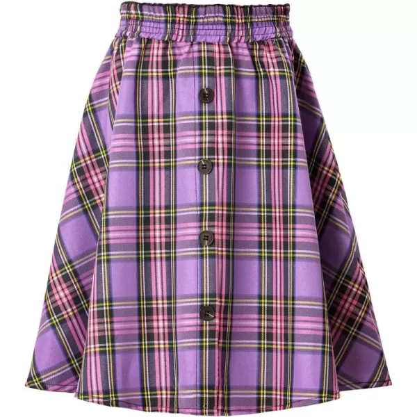 Girls and Toddlers Skirts Floral ampamp Plaid Mini Skirt with Builtin ShortsPurple aline