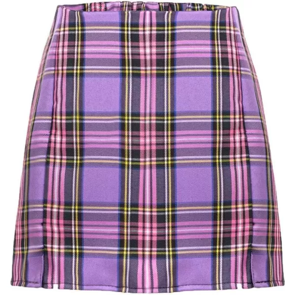 Girls and Toddlers Skirts Floral ampamp Plaid Mini Skirt with Builtin ShortsPurple pencil