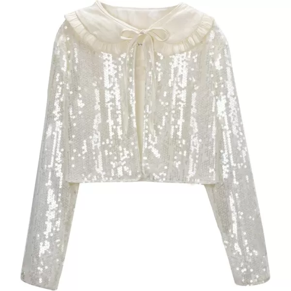 Long Sleeve Sparkle Sequin Cardigan for Girls Toddler ampamp Kids II Little Girls Shiny ShrugWhite sequin