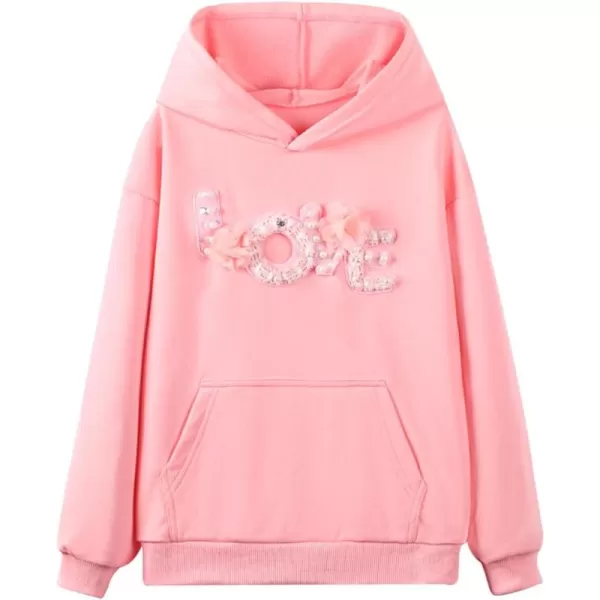WELAKEN Girls Hoodies Sweatshirts Long Sleeves Pullover TopsAlove pink