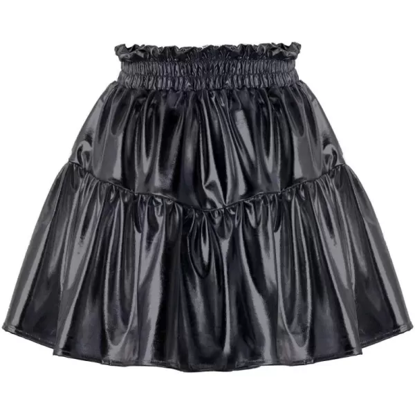 WELAKEN Girls Sparkle Ruffle Skirts for Kids ampamp Tween GirlsBlack metallic
